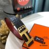 Shop Owner Recommended 🎺🎺 Hermes (Men's) Belt, Genuine Imported Embossed Horse Head Full-Grain Leather Belt, Wine Red with Fine Texture, Adjustable Length, Stainless Steel Hardware with Internal Lettering, 3.8cm Width