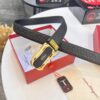 Salvatore Ferragamo Men's Automatic Belt, Top-Quality Full-Grain Calfskin with Steel Hardware, 3.5cm Width, Eight-Shaped Diagonal Grain Design