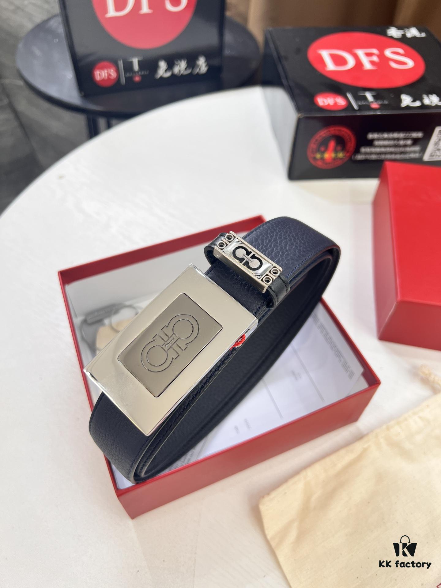 Shop Owner Recommended Filagrano Men's Belt, Genuine Imported Split-Grain Top-Layer Cowhide, Reversible Design, 3.5cm Width, New Minimalist Stainless Steel Hardware