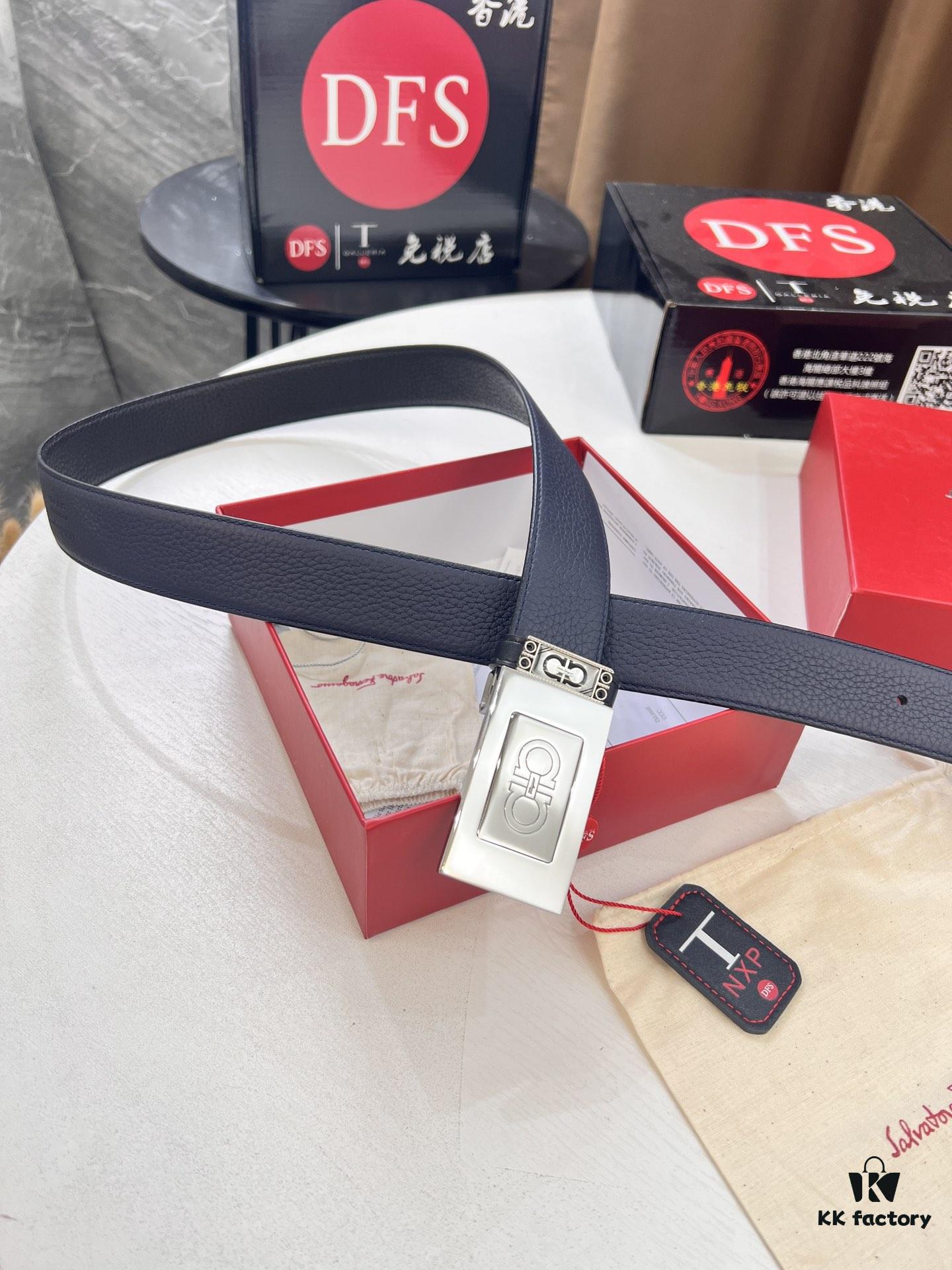 Shop Owner Recommended Filagrano Men's Belt, Genuine Imported Split-Grain Top-Layer Cowhide, Reversible Design, 3.5cm Width, New Minimalist Stainless Steel Hardware