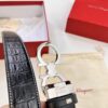 Ferragamo Men's Belt, Genuine Crocodile Grain Full-Grain Cowhide, Reversible Design, 3.5cm Width, Premium Steel Hardware