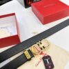Salvatore Ferragamo Men's Belt, Genuine Top-Layer Calfskin with Crocodile Grain, Reversible Double-Sided Design, 3.5cm Width, New '8' Shaped Stainless Steel Hardware