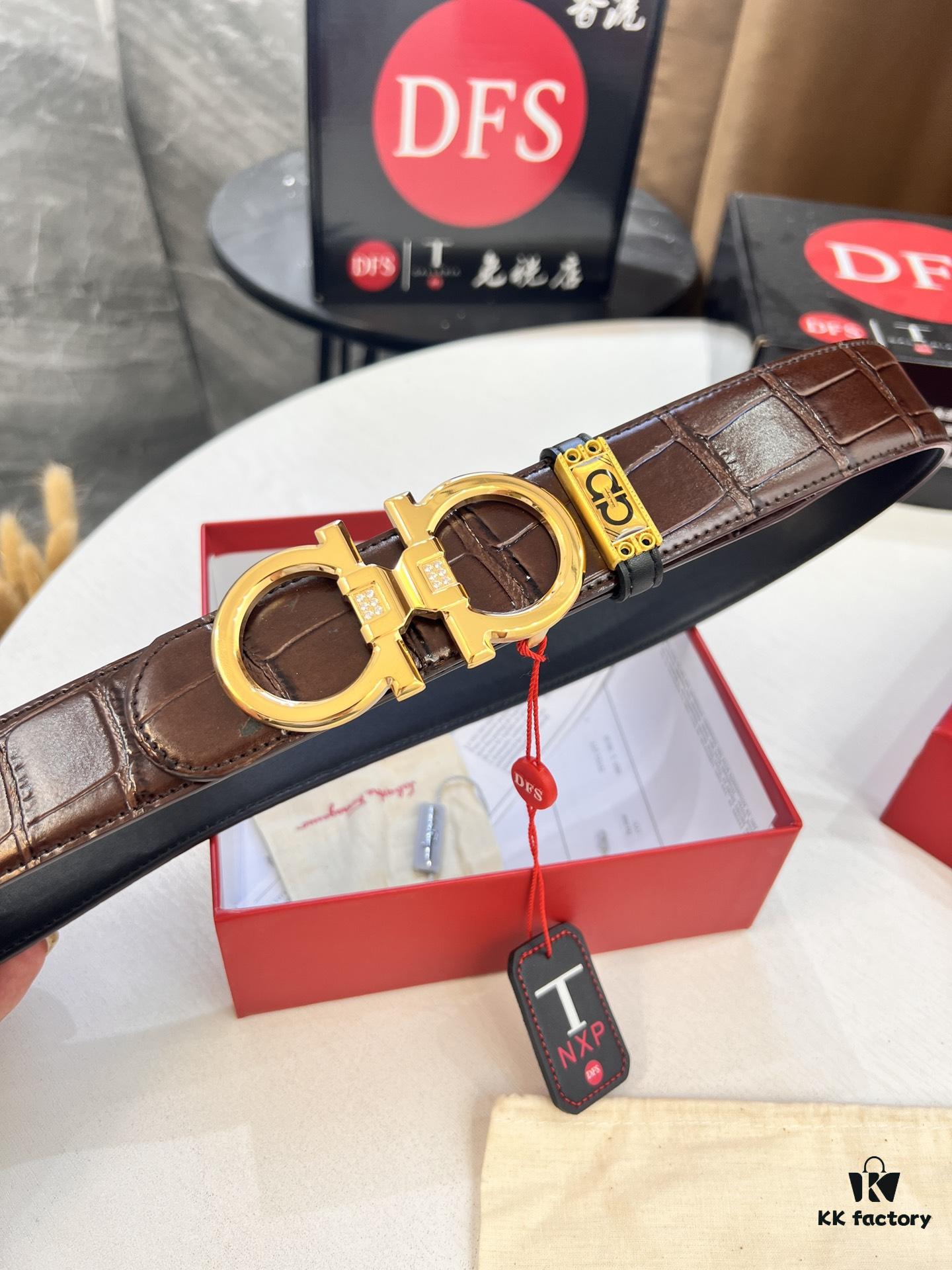 Top-tier Belt, Hong Kong Duty-Free T Gift Box, Anti-Counterfeit QR Code Authentication, Hong Kong SAR Address, New 8-Shaped Authentic Hardware, Precision Polished, Original Mold Logo with Steel Stamp, New Hot Product: Ferragamo