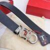 Ferragamo Men's Belt, Genuine First-Layer Calfskin with Double-Sided Wear, 3.5cm Width, Stainless Steel Buckle, Adjustable Length