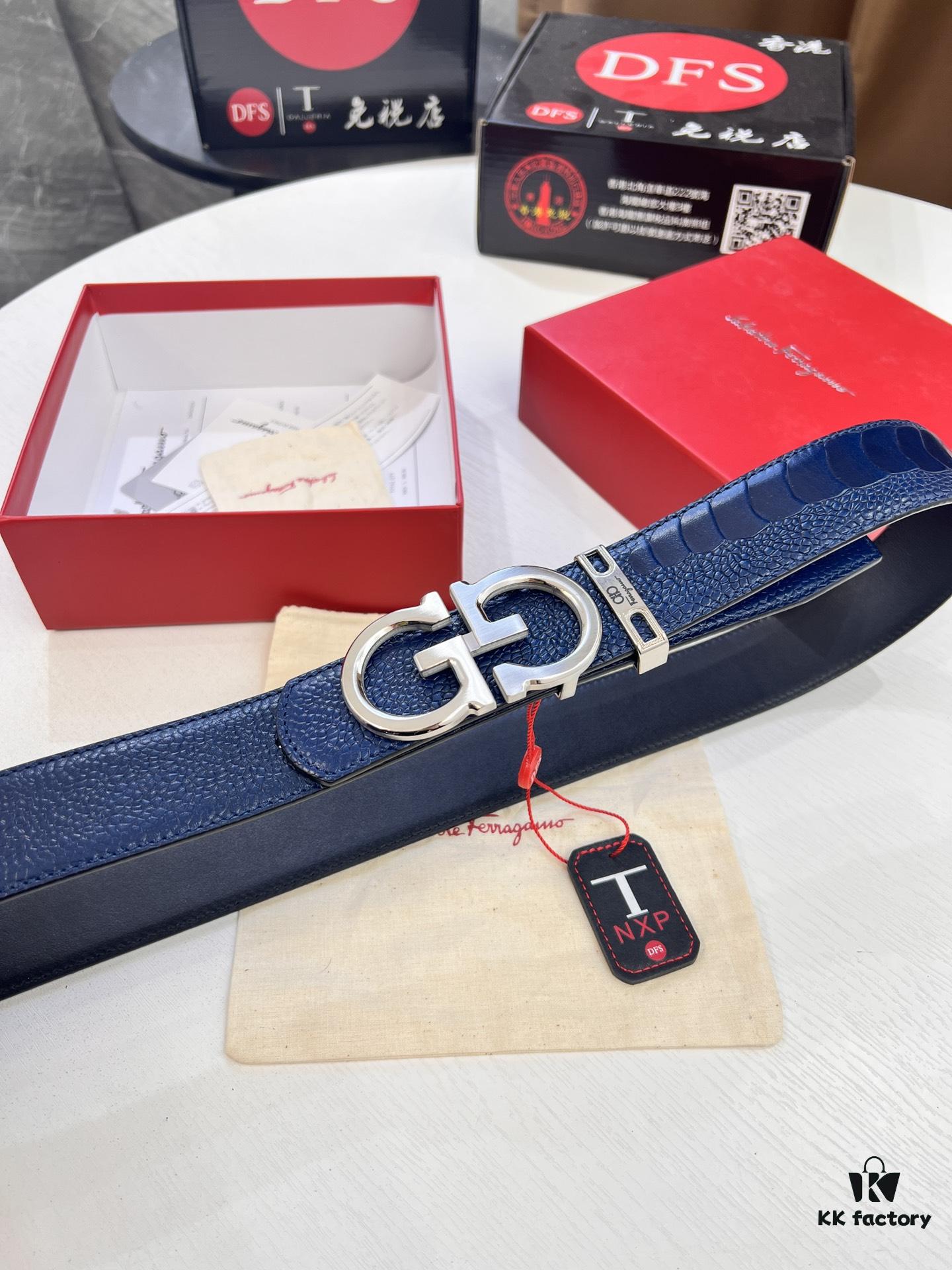 Top-tier Belt, Hong Kong Duty-Free T Gift Box, Anti-Counterfeit QR Code Authentication, Hong Kong SAR Address, New 8-Shaped Authentic Hardware, Precision Polishing, Original Mold Logo with Engraving, New Hot Product Flame Ferragamo