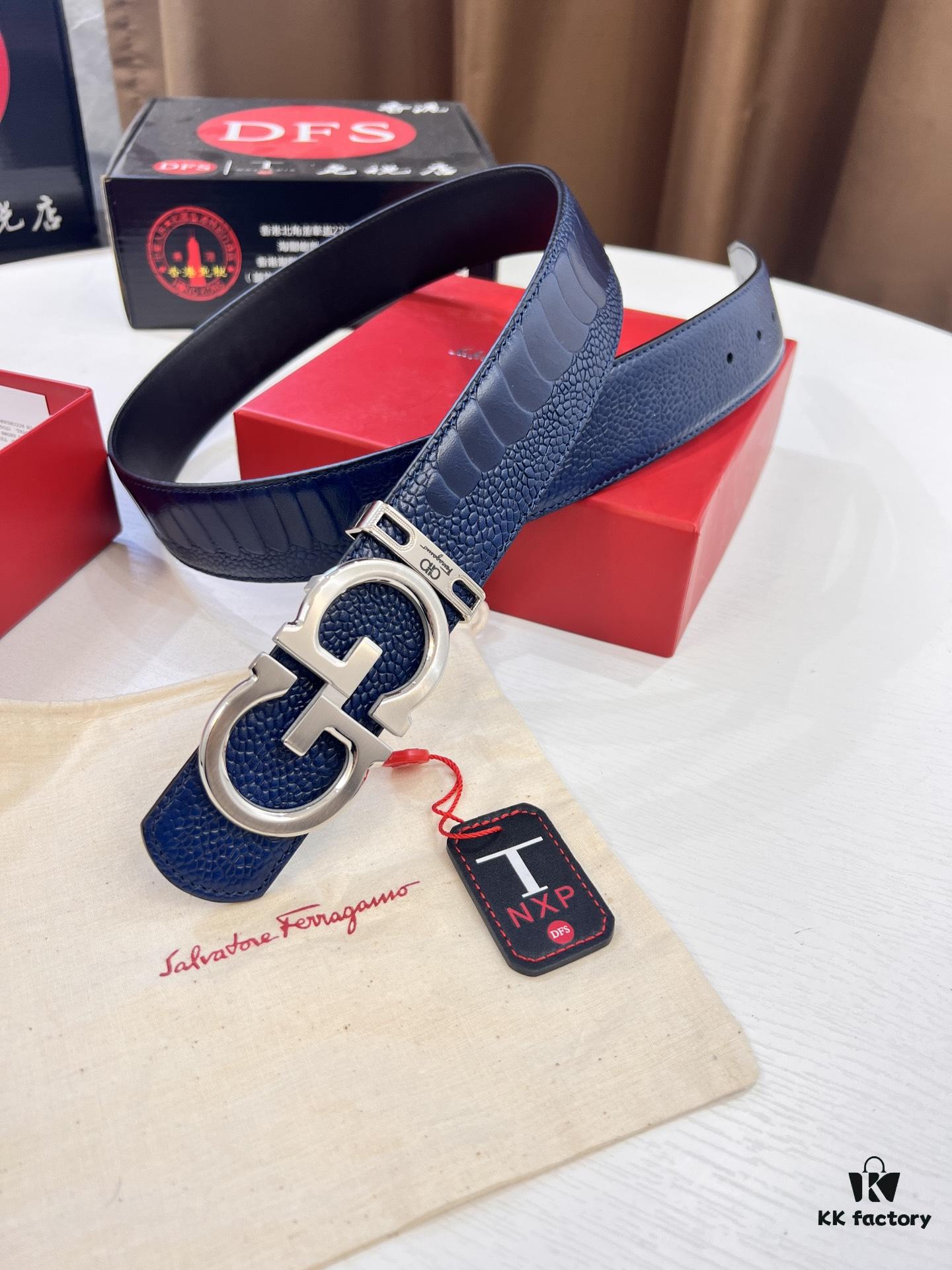 Top-tier Belt, Hong Kong Duty-Free T Gift Box, Anti-Counterfeit QR Code Authentication, Hong Kong SAR Address, New 8-Shaped Authentic Hardware, Precision Polishing, Original Mold Logo with Engraving, New Hot Product Flame Ferragamo
