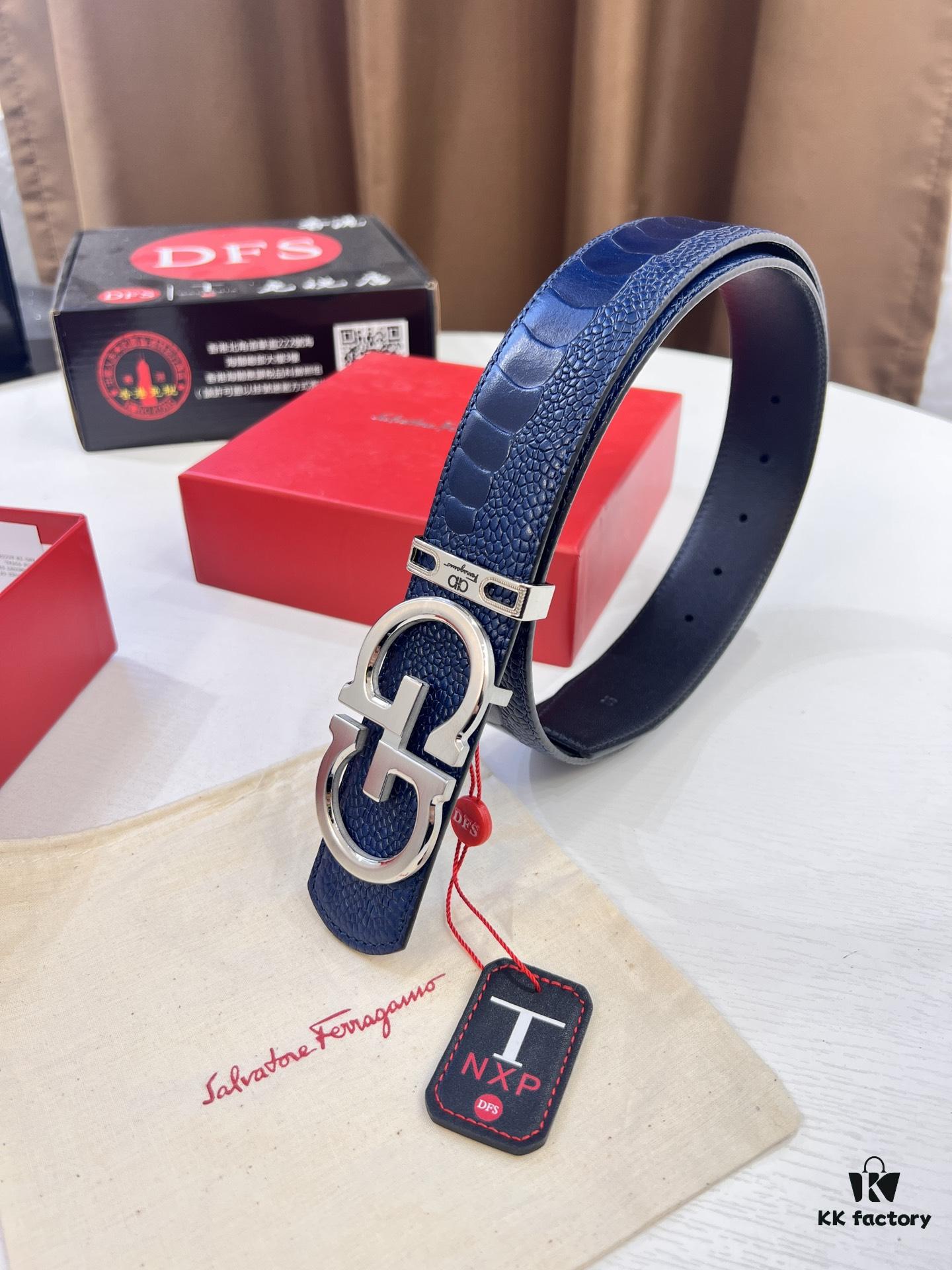 Top-tier Belt, Hong Kong Duty-Free T Gift Box, Anti-Counterfeit QR Code Authentication, Hong Kong SAR Address, New 8-Shaped Authentic Hardware, Precision Polishing, Original Mold Logo with Engraving, New Hot Product Flame Ferragamo