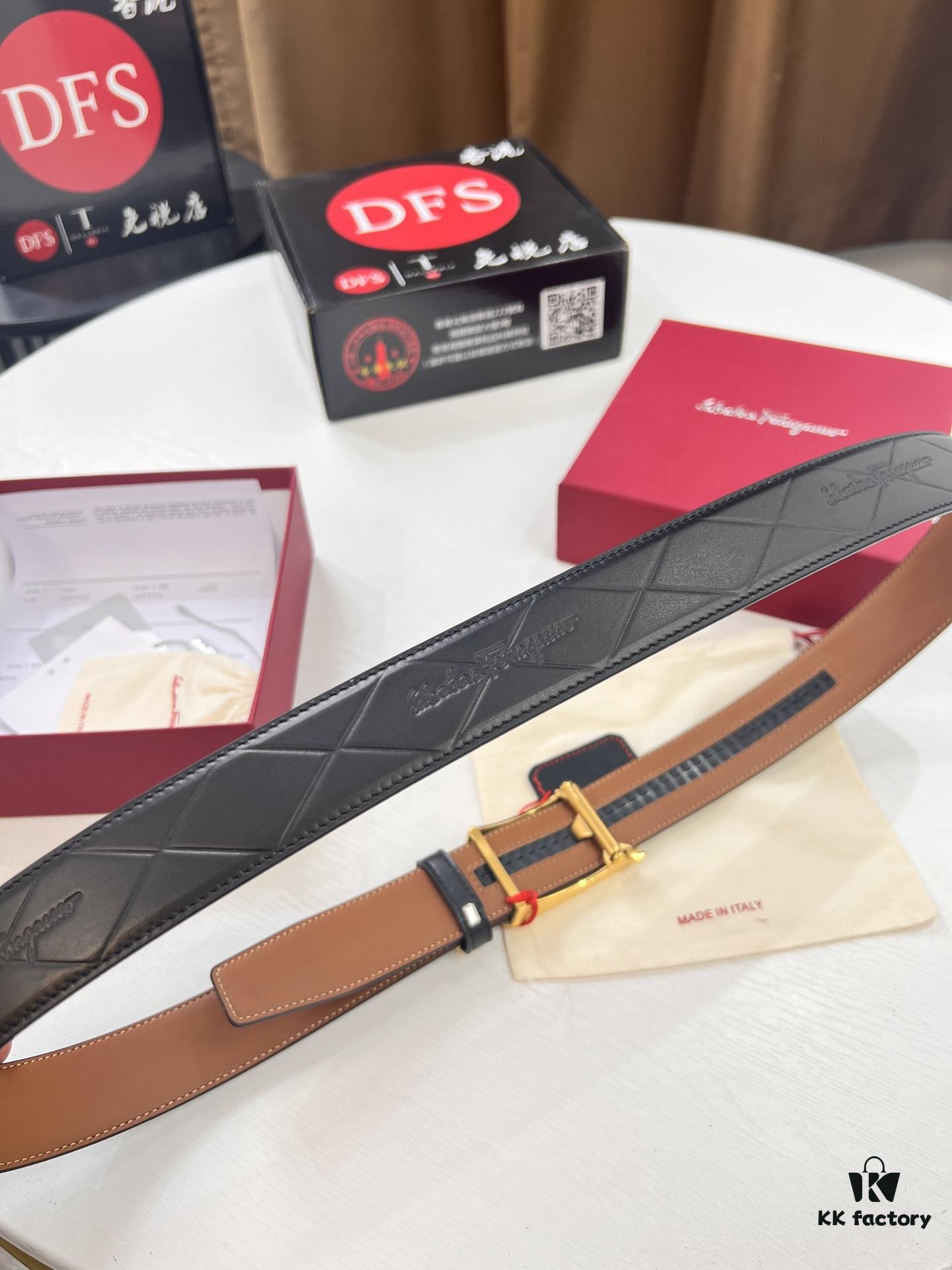 Arrival 🩳🩳🩳 Trumpet 🎺🎺 Genuine Photo, Ferragamo Automatic Series Men's Belt, ZP Mold Made, 8-Shaped Beveled Pattern with Stainless Steel Hardware, Business Belt, Imported Top Layer Calfskin with Ferragamo '8' Pattern, Automatic Tooth Adjustment, 3.5 cm Width