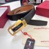 Arrival 🩳🩳🩳 Trumpet 🎺🎺 Genuine Photo, Ferragamo Automatic Series Men's Belt, ZP Mold Made, 8-Shaped Beveled Pattern with Stainless Steel Hardware, Business Belt, Imported Top Layer Calfskin with Ferragamo '8' Pattern, Automatic Tooth Adjustment, 3.5 cm Width