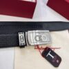 Salvatore Ferragamo Men's Automatic Belt, 3.5cm Width, Full-Grain Calfskin with Steel Hardware, Diagonal Texture