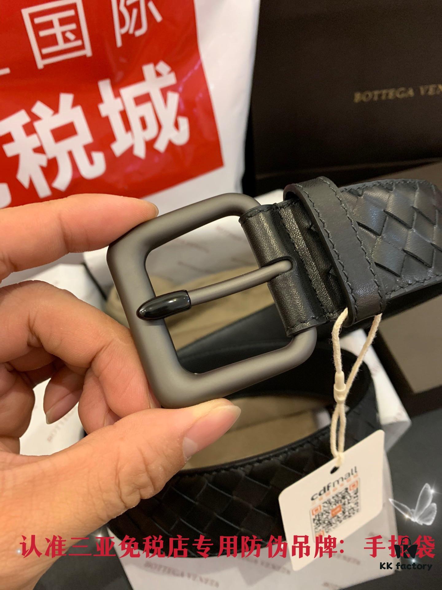 Shipped in Real Photos 🌎 CDF Sanya Tax-Free Genuine Bottega Veneta Cabinet Gift Set ✧ 4.0cm Wide Original Factory Quality Calfskin Black