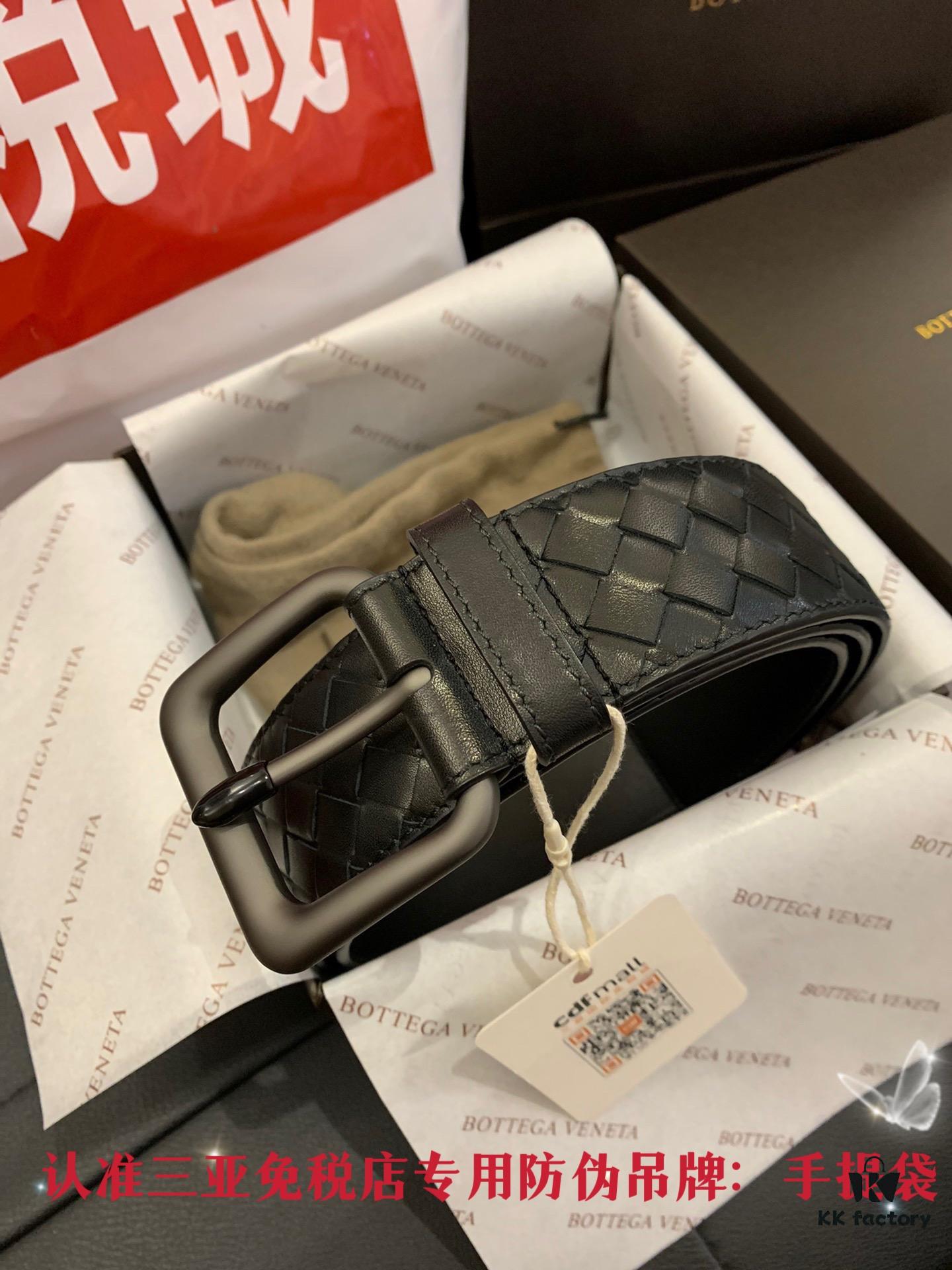 Shipped in Real Photos 🌎 CDF Sanya Tax-Free Genuine Bottega Veneta Cabinet Gift Set ✧ 4.0cm Wide Original Factory Quality Calfskin Black