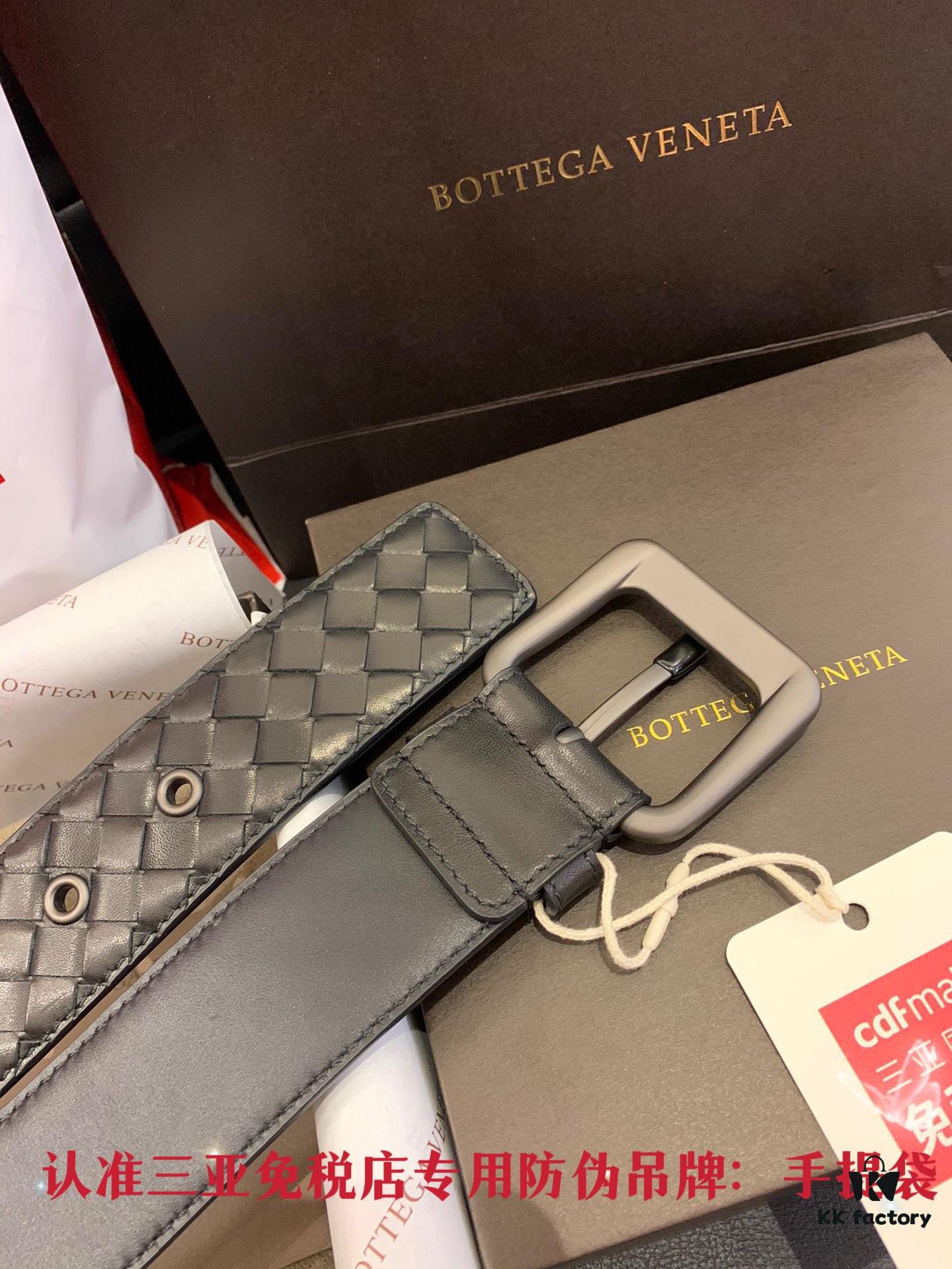 Shipped in Real Photos 🌎 CDF Sanya Tax-Free Genuine Bottega Veneta Cabinet Gift Set ✧ 4.0cm Wide Original Factory Quality Calfskin Black