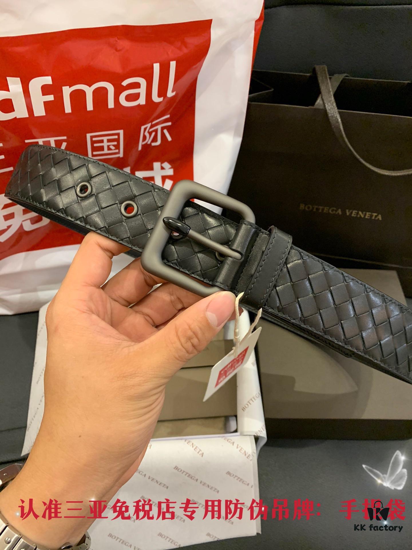 Shipped in Real Photos 🌎 CDF Sanya Tax-Free Genuine Bottega Veneta Cabinet Gift Set ✧ 4.0cm Wide Original Factory Quality Calfskin Black