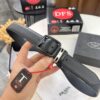 Prada Men's Belt, Double-Sided Use, Aged Rotating Hardware, 3.5cm Width, Top-Grade Imported Cross-Grain Cowhide Leather