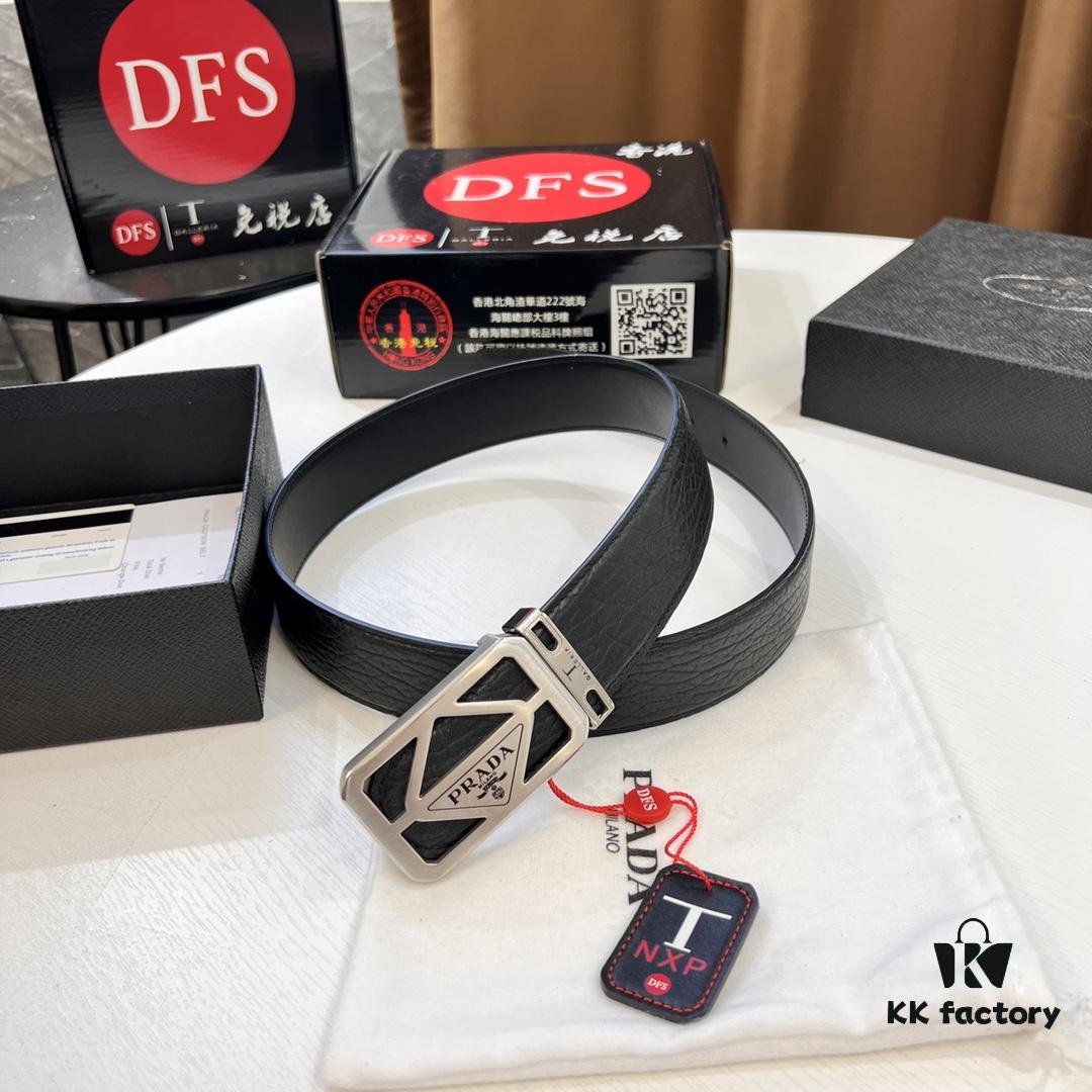 Prada Hong Kong Duty-Free Gift Box Genuine Leather Belt with Elephant Texture from South Africa