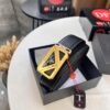 Prada Hong Kong Duty-Free Gift Box Genuine Leather Belt with Elephant Grain Calfskin and Stainless Steel Buckle