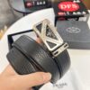 Prada Hong Kong Duty-Free Gift Box Genuine Leather Belt with Elephant Grain Calfskin and Stainless Steel Hardware