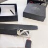 Prada Hong Kong Duty-Free Gift Box Genuine Leather Belt with Elephant Grain Calfskin and Stainless Steel Hardware