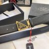 Prada Style Hong Kong Duty-Free Gift Box Leather Belt - Cross-Grain Calfskin with NXP Anti-Counterfeit Chip, Polished Metal Buckle, 3.5cm Width