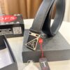 Prada Style Hong Kong Duty-Free Gift Box (NXP Tag with Official Website Recognition, Genuine Anti-Counterfeit Chip), Square Buckle Hardware, Electroplated and Polished Finish, Men's Popular Belt for Formal Wear
