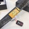 Prada Automatic Buckle Belt, Premium Calfskin with Crocodile Texture, 3.5 cm Width, Top-Quality Business Leather Belt
