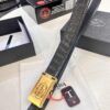Prada Automatic Buckle Belt, Premium Calfskin with Crocodile Texture, 3.5 cm Width, Top-Quality Business Leather Belt