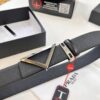 Prada-Inspired V, Hong Kong Duty-Free Gift Box (NXP RFID Tag Recognizable on Official Website, Authentic Anti-Counterfeit Chip) Triangle Hanging Buckle Hardware, Electroplated and Polished, Double-Sided Wear Unisex Belt