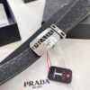 Prada Automatic Buckle Leather Belt, Custom Cowhide, Top-Quality Business Formal Belt with Smooth Slide Mechanism