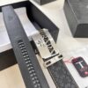 Prada Automatic Buckle Leather Belt, Custom Cowhide, Top-Quality Business Formal Belt with Smooth Slide Mechanism