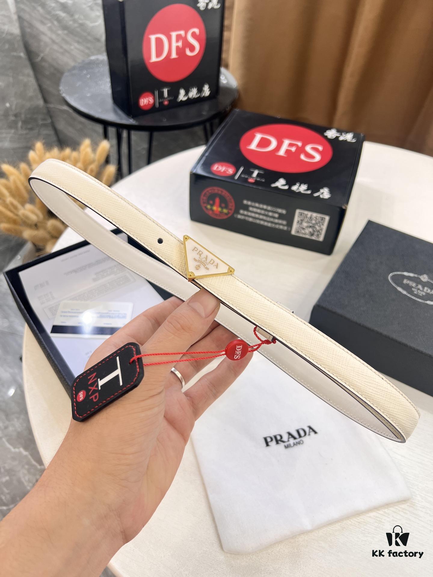 Arrival 🎺🎺 Real Photo, Prada Women's Leather Belt, 2021 New Arrival, Pure Steel Injection Buckle, ZP Synchronized Steel Stamp Logo