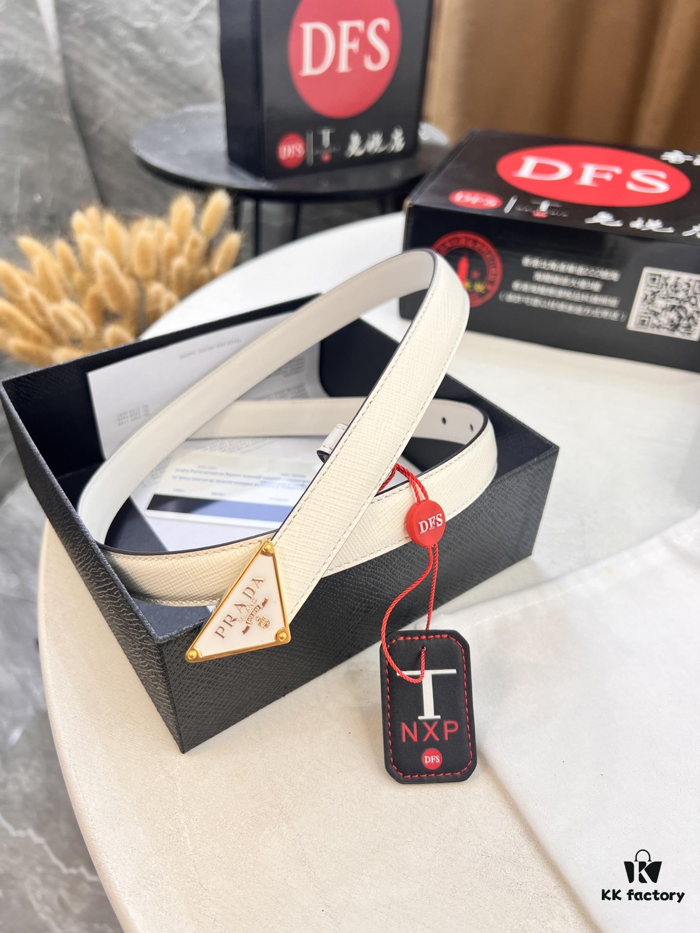 Arrival 🎺🎺 Real Photo, Prada Women's Leather Belt, 2021 New Arrival, Pure Steel Injection Buckle, ZP Synchronized Steel Stamp Logo