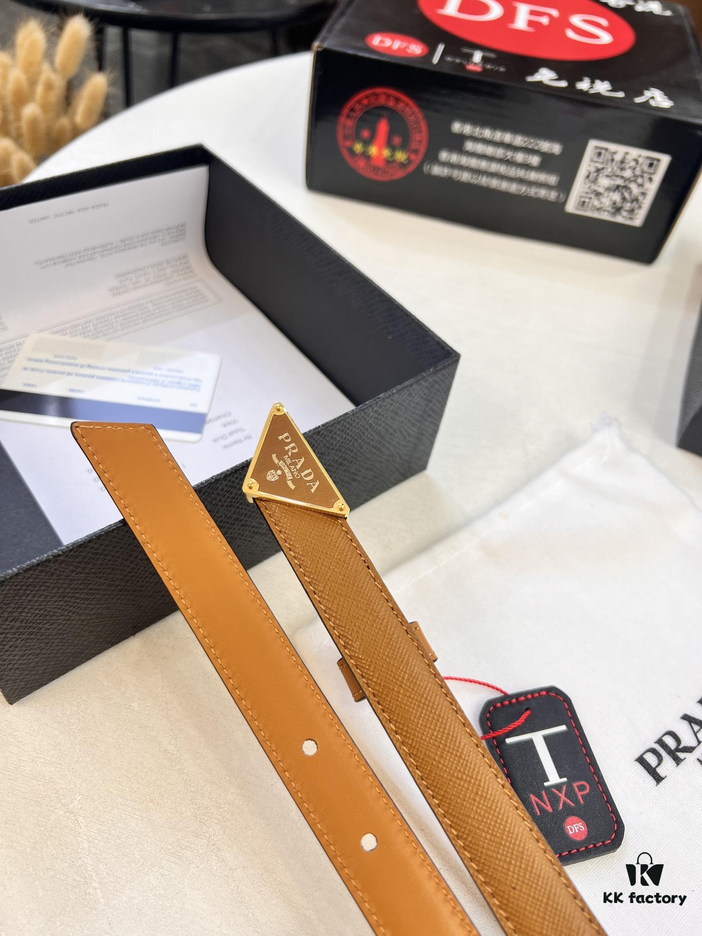 Arrival 🎺🎺 Prada Women's Leather Belt, New Arrival, Pure Steel Injection Buckle, ZP Synchronized Steel Logo, Imported Calf Cross Grain Leather, 2.0cm Width, Official Website Model, Top Quality, Supports Authentication