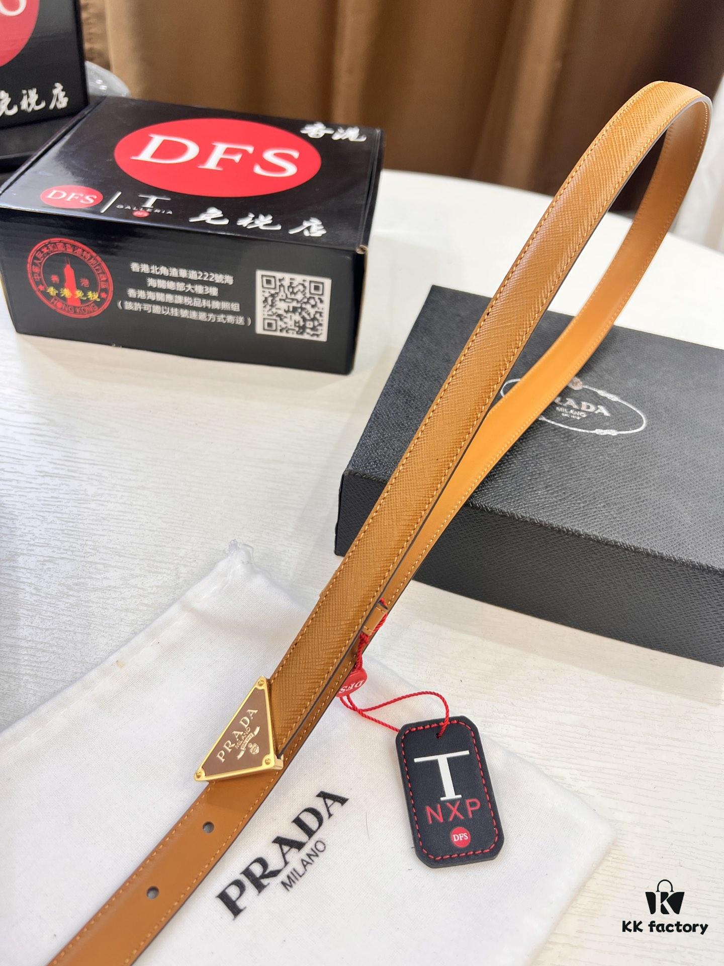 Arrival 🎺🎺 Prada Women's Leather Belt, New Arrival, Pure Steel Injection Buckle, ZP Synchronized Steel Logo, Imported Calf Cross Grain Leather, 2.0cm Width, Official Website Model, Top Quality, Supports Authentication