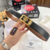 Versace New Style Genuine Leather Belt with Medusa Embossed Full-Grain Leather, 3.8cm Width, Reversible Design, Soft Touch, Stainless Steel Hardware, Authentic Luxury Brand Fashion Accessory