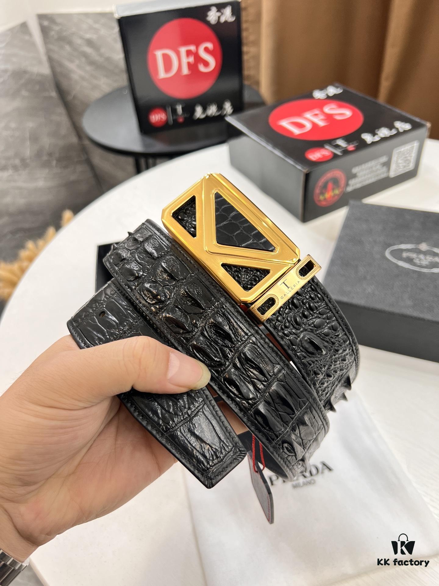 Prada Hong Kong Duty-Free Gift Box Genuine Leather Belt with Anti-Counterfeit Certification