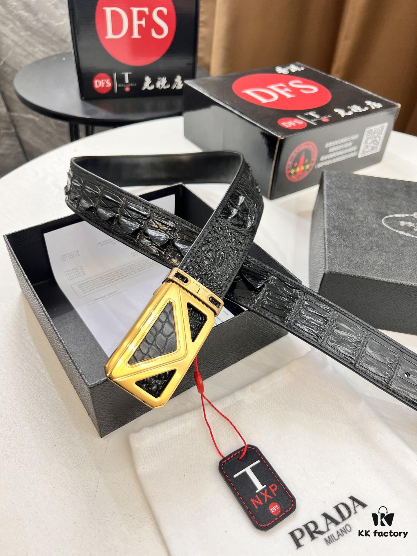 Prada Hong Kong Duty-Free Gift Box Genuine Leather Belt with Anti-Counterfeit Certification