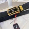 Versace Automatic Buckle Belt, Custom Embossed Top Grain Imported Leather with Fine Calfskin, 3.5cm Width, Premium Business Formal Belt