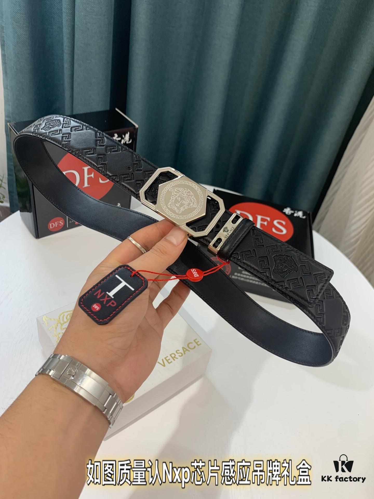 Versace Belt 2021 New Arrival Genuine Top Quality First-Layer Calfskin with Medusa Head Embossing, Fashionable Brand Style, Soft Leather Texture, Precision Stainless Steel Medusa Buckle, 3.8cm Width