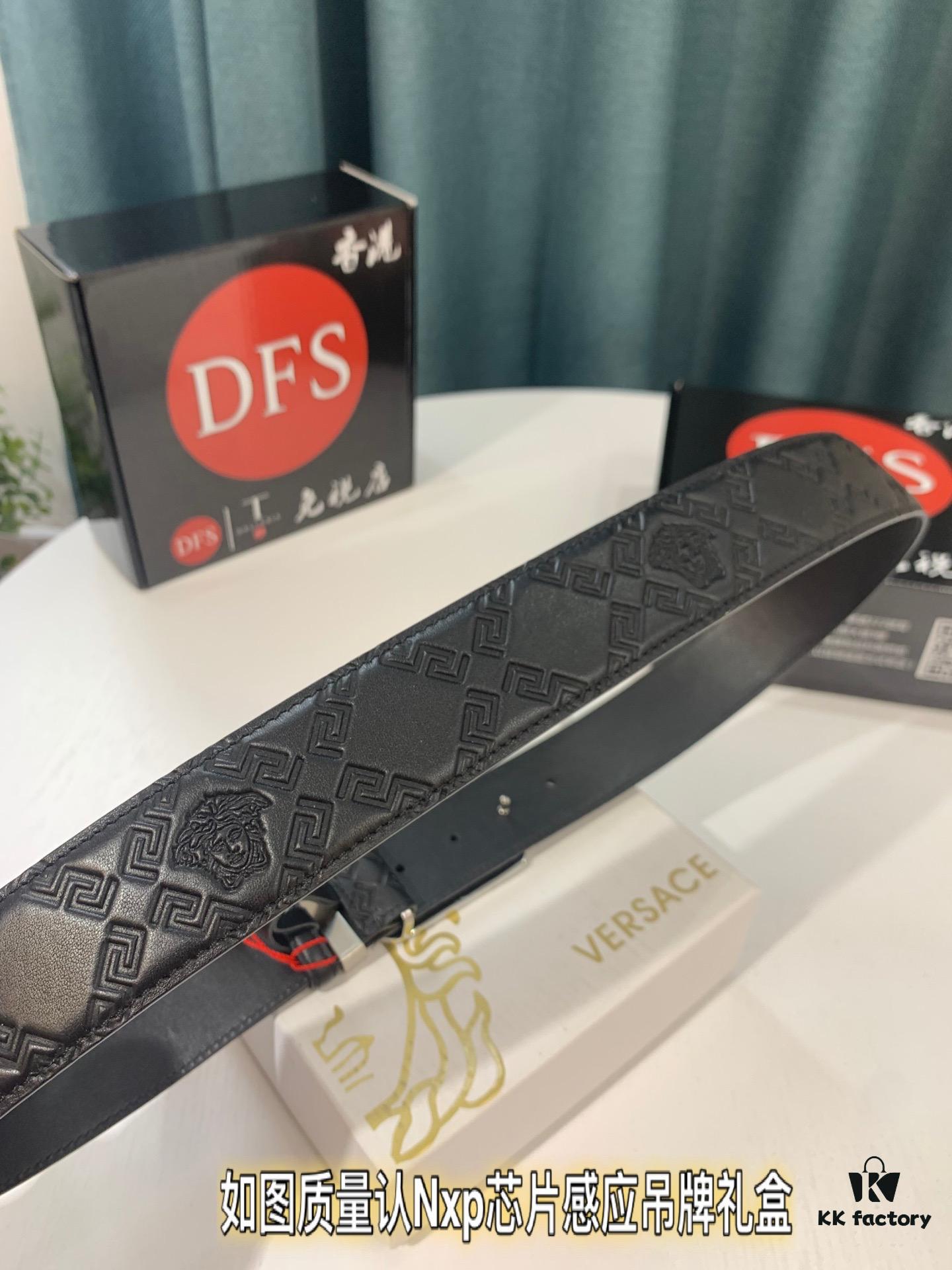 Versace Belt 2021 New Arrival Genuine Top Quality First-Layer Calfskin with Medusa Head Embossing, Fashionable Brand Style, Soft Leather Texture, Precision Stainless Steel Medusa Buckle, 3.8cm Width