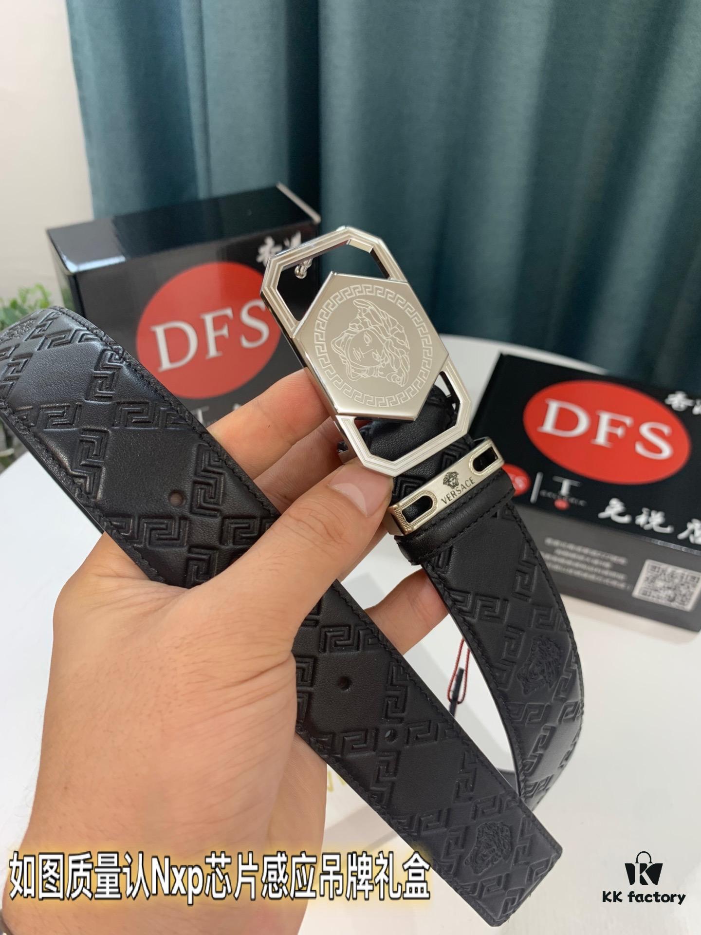 Versace Belt 2021 New Arrival Genuine Top Quality First-Layer Calfskin with Medusa Head Embossing, Fashionable Brand Style, Soft Leather Texture, Precision Stainless Steel Medusa Buckle, 3.8cm Width