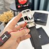 Montblanc Men's Leather Belt 2023 Newest Model Top-Quality Full-Grain Cowhide with Custom Lychee Texture and Brushed Stainless Steel Pin Buckle