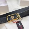 Versace Automatic Buckle Belt, Custom Embossed Top Grain Imported Leather, Fine Calfskin with Automatic Slide Rail, 3.5 cm Width