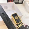 Versace Automatic Buckle Belt, Custom Embossed Top Grain Imported Leather, Fine Calfskin with Automatic Slide Rail, 3.5 cm Width