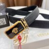 Versace Automatic Buckle Belt, Custom Embossed Top Grain Imported Leather, Fine Calfskin with Automatic Slide Rail, 3.5 cm Width