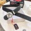 Versace Belt 2023 New Arrival Genuine Ostrich Grain Full-Grain Leather Fashion Belt with Double-Sided Wear Soft Leather 3.8cm Width Premium Steel Hardware
