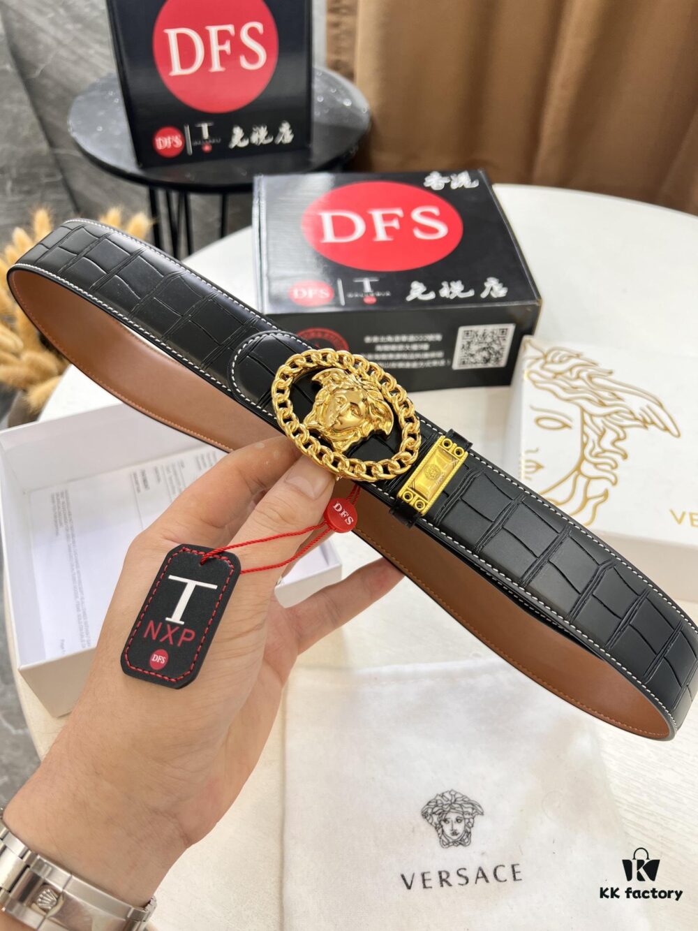 Versace Belt 2023 New Arrival Genuine Top Grain Calfskin Leather Fashion Designer Belt with Medusa Head Embossed Stainless Steel Buckle Dual-Sided Wear 3.8cm Width