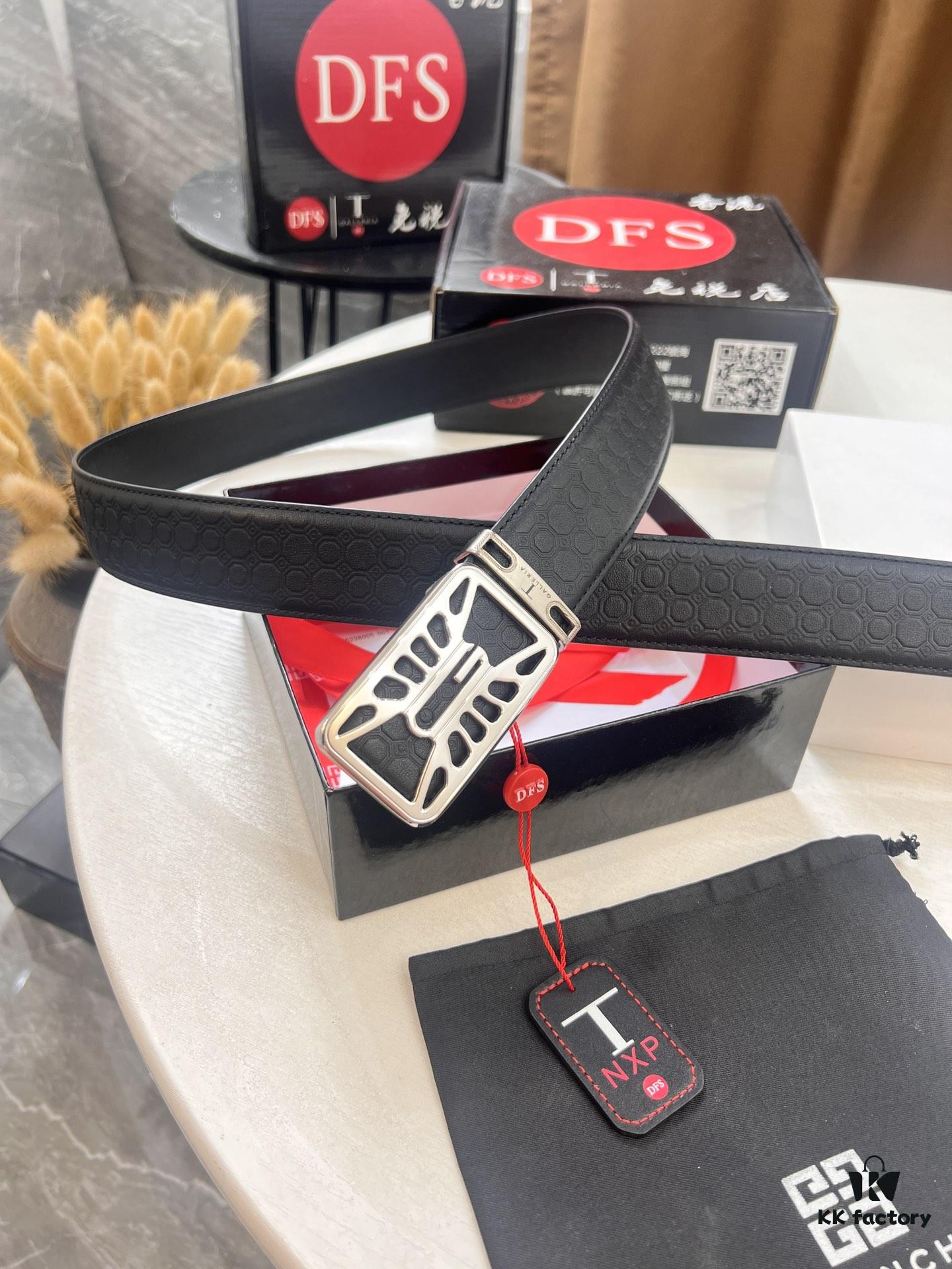 Givenchy Men's Genuine Cowhide Leather Belt - Premium Fashion Design, 3.8cm Width, German Imported Top-Grain Calfskin with Embossed Logo Pattern, Hong Kong Duty-Free Exclusive Gift Box Edition