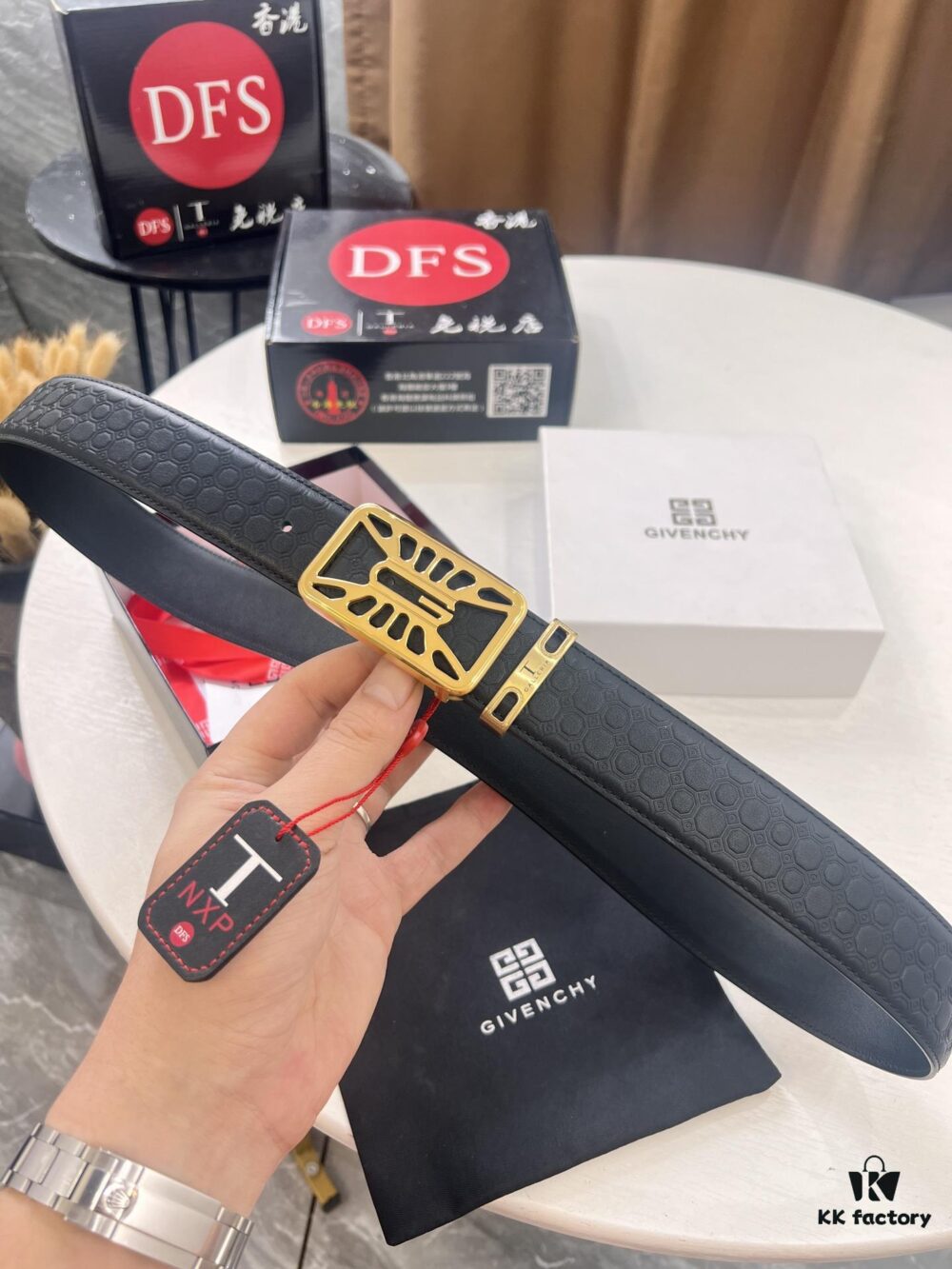 Givenchy, Hong Kong Duty-Free T Gift Box 🎁 QR Code Packaging, Hong Kong SAR Address, Inner Square with Stainless Steel Hardware, High-Definition Electroplating, Colorfast, Top-Grain Calfskin from Germany 🇩🇪 with Embossed Tribal Pattern, Trendy Fashion Unisex Belt, Full-Grain Leather Backing, Premium Men's Formal Belt for Fall and Winter, Matched to Authentic Quality, Counter Inspection Supported, 3.8cm Width, Hot New Arrival 👍🏻