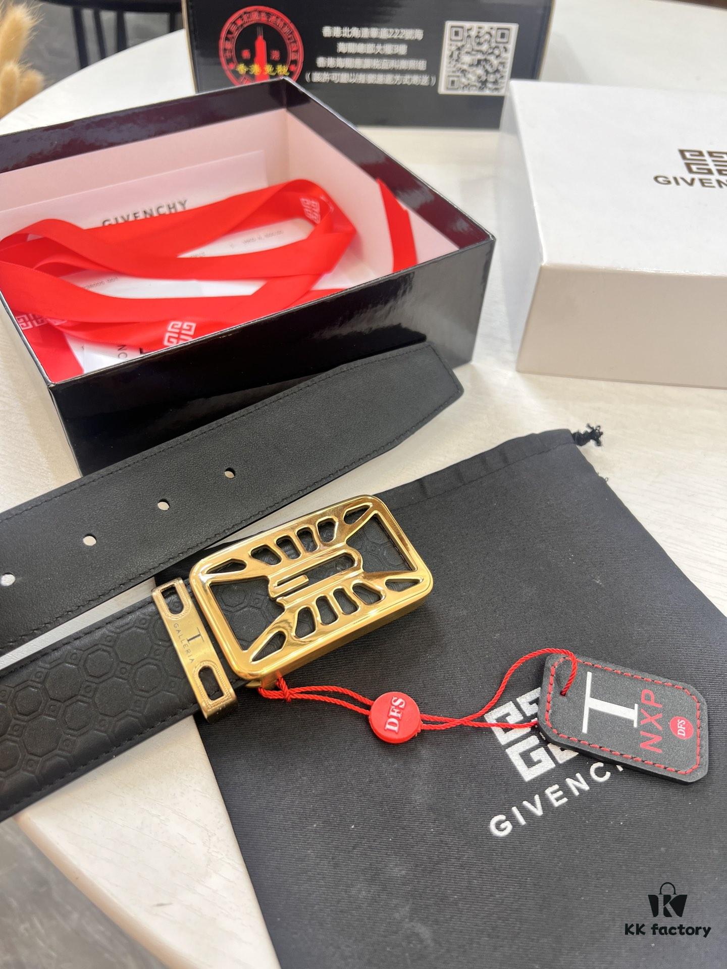 Givenchy, Hong Kong Duty-Free T Gift Box 🎁 QR Code Packaging, Hong Kong SAR Address, Inner Square with Stainless Steel Hardware, High-Definition Electroplating, Colorfast, Top-Grain Calfskin from Germany 🇩🇪 with Embossed Tribal Pattern, Trendy Fashion Unisex Belt, Full-Grain Leather Backing, Premium Men's Formal Belt for Fall and Winter, Matched to Authentic Quality, Counter Inspection Supported, 3.8cm Width, Hot New Arrival 👍🏻